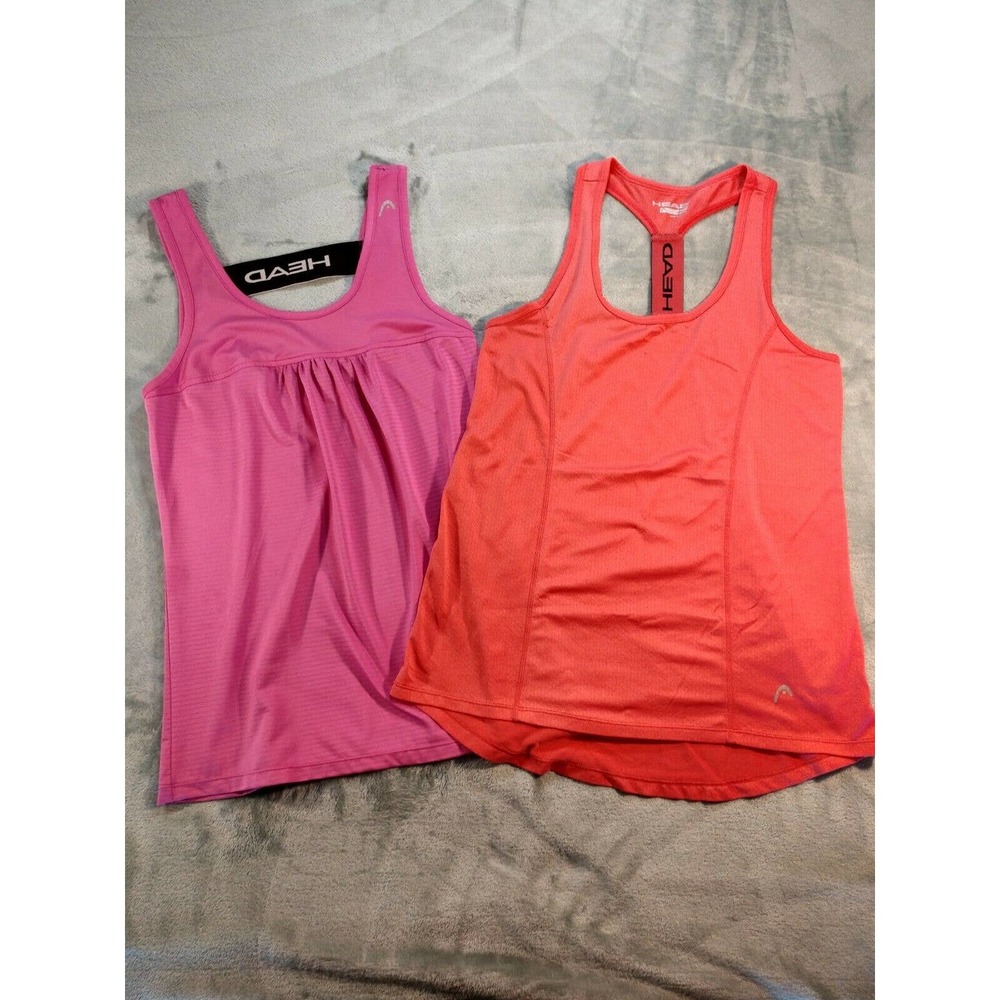 HEAD Ladies Active Tops Pair Sm & Xsm Pink Coral Tank Racer Back